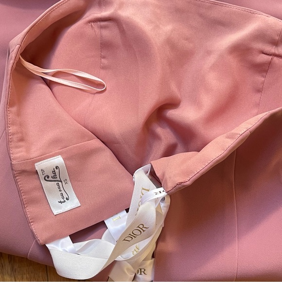Upcycled Strapless Pink Muave Mini Dress with Dior Ribbon Lace-up Size XS - Picture 6 of 16